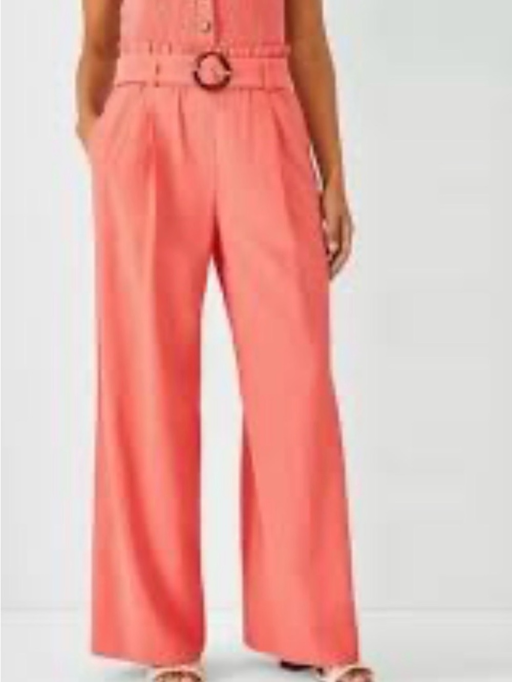 NWOT Ann Taylor Coral Wide-Leg Belted Trousers
